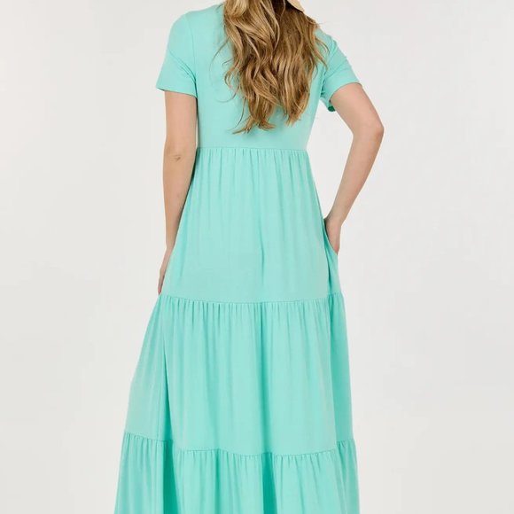 Round-neck Solid Maxi Dress - Picture 6 of 7